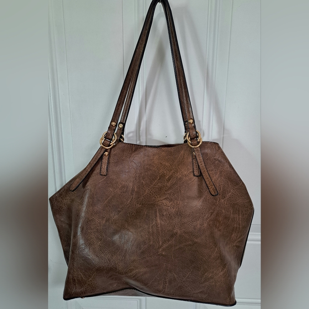 Classic Brown Shoulder Tote Bag - Brown
